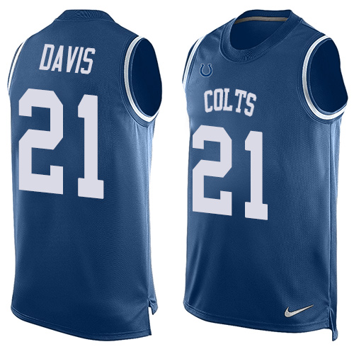 Men's Limited Vontae Davis Nike Jersey Royal Blue - #21 Player Name & Number Tank Top NFL Indianapolis Colts